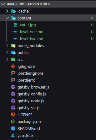 Gatsby content folder structure screenshot
